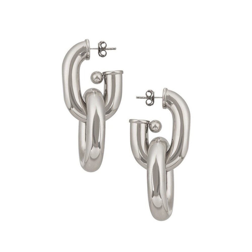 RABANNE XL Link Hoop Earrings Silver - Picture 3 of 6